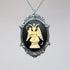 Sitting Satanic Baphomet Cameo In Silver Finish Frame Necklace Pendant Ivory on Black...