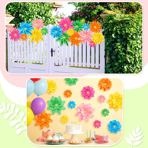 18 Pcs Paper Flowers Decorations for Wall DIY Paper Flower Bulletin Board 3D Fiesta Paper Floral Backdrop Decoration for Photo Backdrop Classroom ...