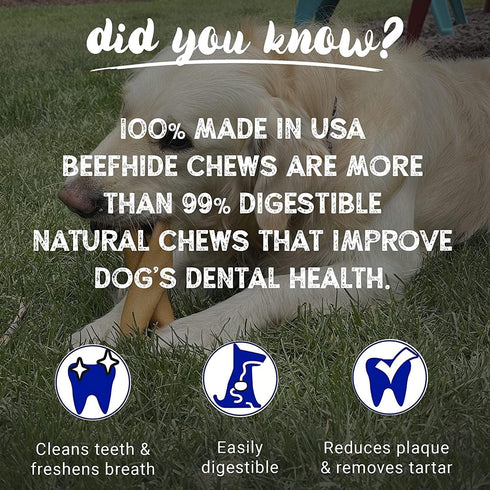 Pet Factory 100% Made in USA Beefhide 5" Chip Rolls Dog Chew Treats - Peanut Butter Flavor, 20 Count/1 Pack...