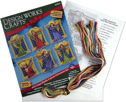 Design Works Crafts Medieval Angels Counted Cross Stitch Ornament Kit, Red, Blue, Green, Gold and More (Mixed)...