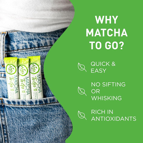 Aiya Matcha To Go Single Serve Packs - Ceremonial Grade Pure Matcha Green Tea Powder (10 Count)...