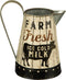 Rustic Distressed Metal Farm Fresh Milk Pitcher or Watering Can, Vase, or Jug by Primatives by Kathy,White Black...