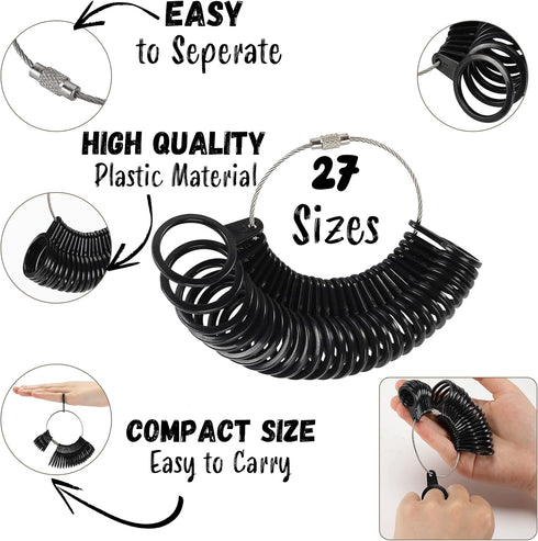 Mr. Pen- Ring Sizer Measuring Tool Set, Ring Sizer Guage & Plastic Ring Mandrel with 1 Polishing Cloth, Ring Sizer, Ring Measure for Fingers, Ring...