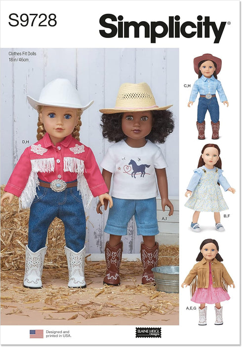 Simplicity 18" Doll Clothes Sewing Pattern Kit by Elaine Heigl Designs, Code S9728, Multicolor...