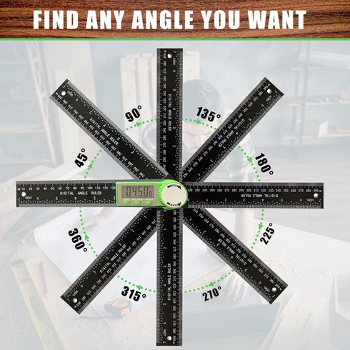 Digital Angle Finder Protractor, 2-in-1 Digital Miter Saw Protractor, 7 Inch/200mm ABS Angle Ruler, High Accuracy Miter Angle Measuring Tool for W...