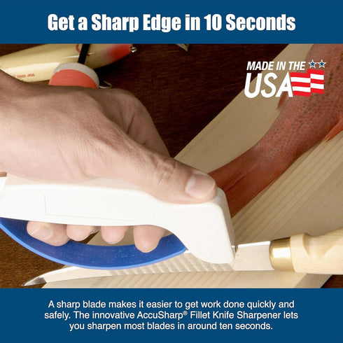 AccuSharp Knife & Tool Sharpener, Restores, Hones & Sharpens Straight & Serrated Knives, Hand-Held Tungsten Carbide Sharpening Tool, White & Blue,...