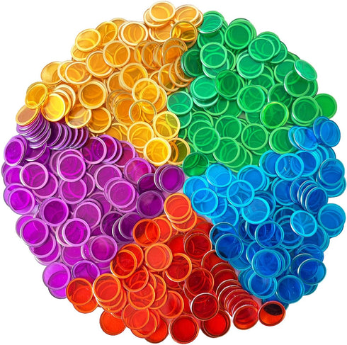 SEETOOOGAMES Magnetic Bingo Chips Counters - 500 Pieces Transparent Counting Game Chips - Clear Plastic Math Markers for Classroom - Mixed color...