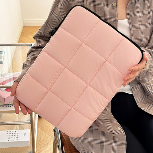 Puffy Laptop Sleeve 13 Inch Pink, Waterproof Carrying Case Bag for Women, Fluffy Computer iPad Pro 12.9 Case, Compatible with MacBook Pro 12, MacB...