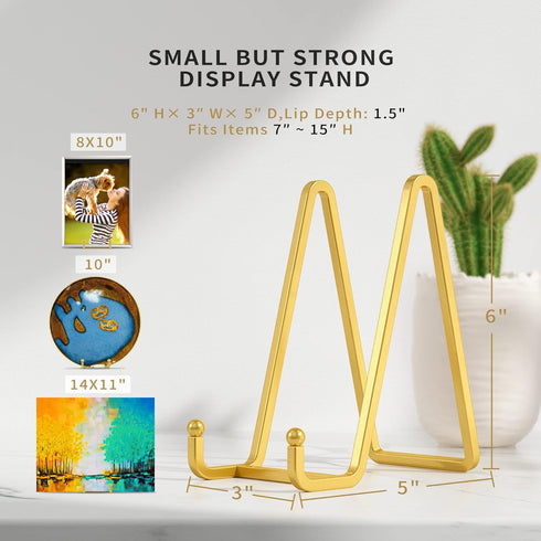 Plate Stands for Display - 6 Inch Metal Square Wire Plate Holder Display Stand + Picture Frame Stand Holder Easel for Book, Decorative Plate, Plaq...