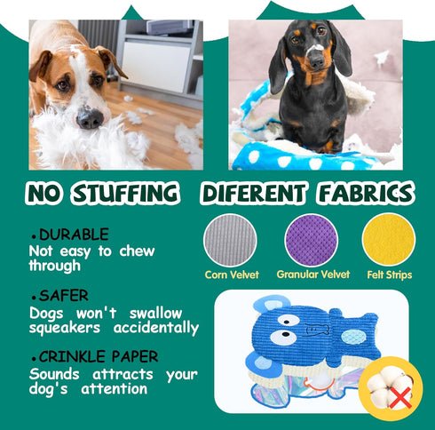 No Stuffing Dog Toys, 8 Pack Dog Squeaky Toys, Durable Plush Dog Toys, Cute Animal Plush Toys, Pet Entertaining Toys Interactive Teething Chew Toy...
