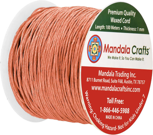 Mandala Crafts 1mm 109 Yards Salmon Cotton Waxed Cord for Jewelry Making Bracelet Cord Waxed String - Beading String Thread Jewelry Cords for Neck...