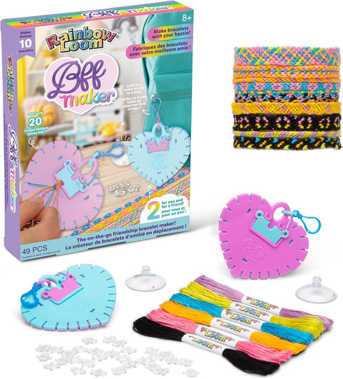 Rainbow Loom: BFF Bracelet Maker - DIY Friendship Bracelet Kit, Make 10 Bracelets, 2 Clip-On Makers, 6 Thread Colors, Jewelry Activity, Kids Ages ...