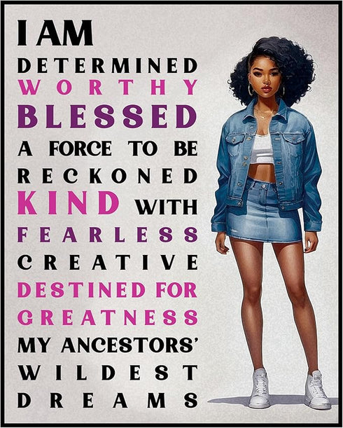 Posterizer 1 pcs-Ethnic African American Women-Positive Quote-Afro-American Art Collection-Inspirational Women's Art-decor for Girls, Teens Bedroo...