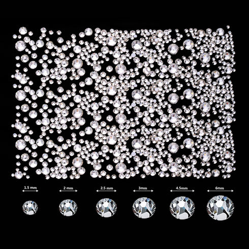 2000 Pieces Flat Back Gems Rhinestones 6 Sizes (1.5-6 Mm) Round Crystal with Pick up Tweezer and Rhinestones Picking Pen for Crafts Nail Clothes S...