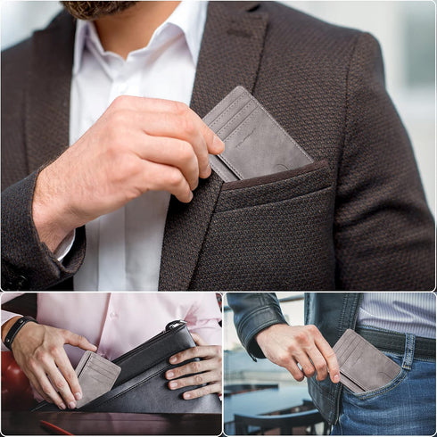 TOURSUIT Travel Minimalist Slim Front Pocket Wallet for Men Women, RFID Blocking Credit Card Holder Case (Grey)...