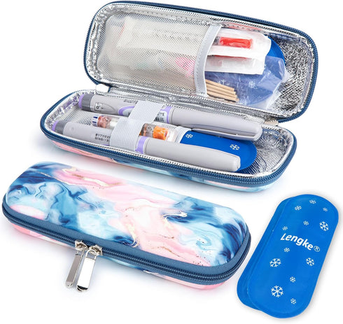 Insulin Cooler Travel Case - Upgraded EVA Diabetes Cooler Travel Case with 2 TSA Approved Ice Packs, Waterproof Medicine Travel Case Cooler for In...
