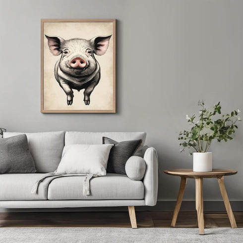Posterizer 1 pcs- Cute white pig with a white background-Art for Animal Lovers-Abstract & Modern Art- Gift for Men Women Teens-decor for Bedroom, ...