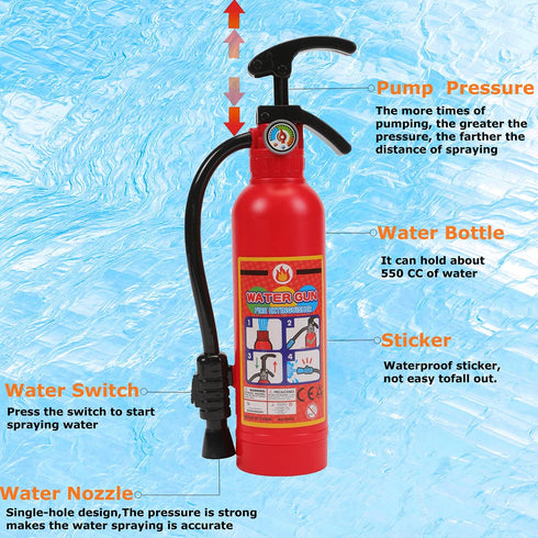 2 Pack Toy Fire Extinguisher Firefighter Role Play Toys for Kids, Small Water Gun Squirt Toys Gifts for Boys Girls Pool Beach Outdoor Play, Firema...