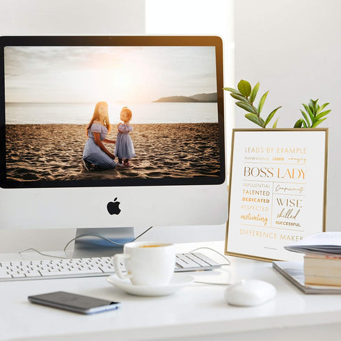 Boss Lady Desk and Wall Art with Metal Frame - 12x9" Boss Lady Office Décor, Boss Lady Gift with Boss Lady Quote by Merry Expressions...