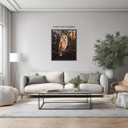 Posterizer 1 pcs-painting style-cute solitary owl on a branch-Art for Animal Lovers-Landscape & Nature Art-Living Room Bedroom Decor- unframed wal...
