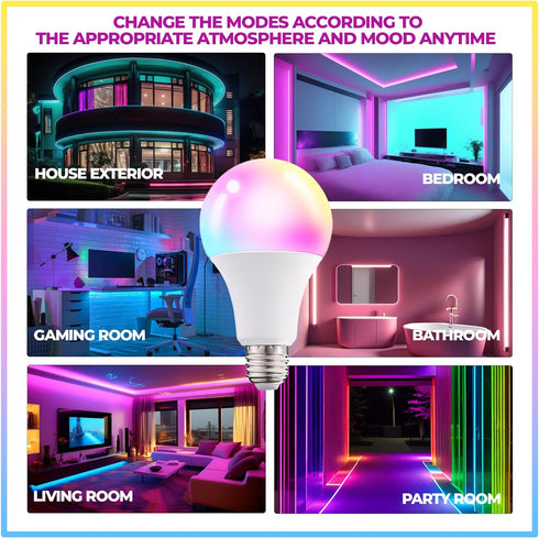 Dimmable E26 Warm LED Light Bulb, 6W RGBW Color 500LM with 16 Color Changing Modes for Christmas, Party etc with Remote Control 2 Pack...