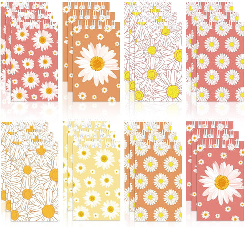 24 Pcs Groovy Hippie Notebook Groovy Retro Hippie Boho Spiral Mini Notepad Groovy Party Pocket Notebook for Kid Hippie Boho Groovy Daisy Flower Bi...