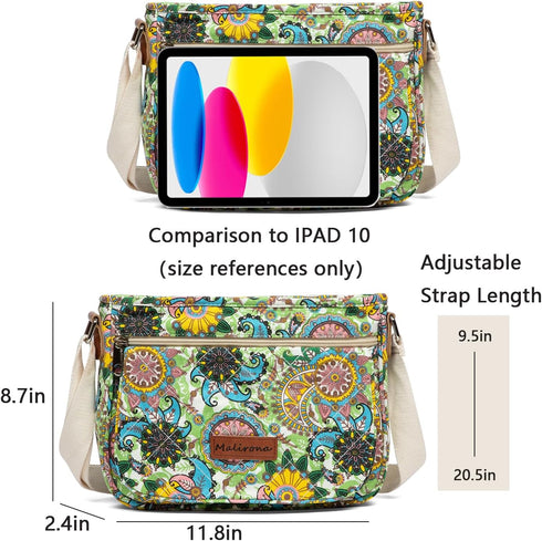 Malirona Women 's Durable Floral Crossbody Bag Canvas Messenger Handbag Multi Pocket Travel Satchel Purse...