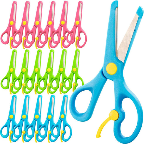 Kids Scissors, preschool 5 Inch Blunt Tip Anti-Pinch Shears, Left and Right Handed Children’ Artwork Cutter Scissors, Kindergarten Daycare Gift fo...