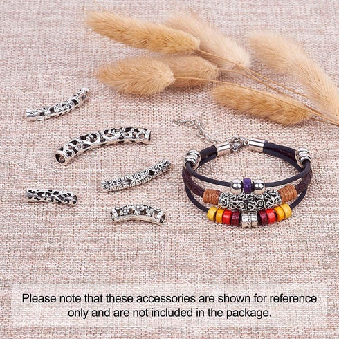 KISSITTY 30pcs/Box Antique Silver Filigree Long Curved Noodle Tube Spacer Beads 24~48mm for DIY Jewelry Making...