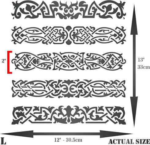 Stencils for Walls: Celtic Clip Stencil, 12 x 13 inch (L) - Irish Celts Viking Barrette Hairclip Knotwork Design Woven Ethnic Braided Protection K...