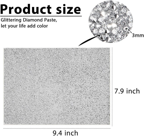 Bling Crystal Resin Rhinestones Sticker Sheet DIY Self-Adhesive Car Decoration Sticker Glitter Crystal Rhinestone Sheet for Car Shoes Clothing (Si...