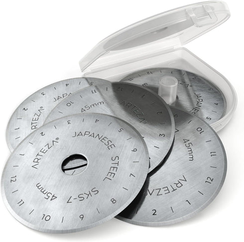 Arteza 45mm Quilting Rotary Cutter Replacement Blades (Pack of 12), Silver...