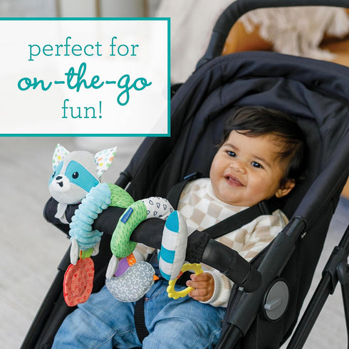 Infantino Spiral Activity Toy - Textured Play Activity Toy for Sensory Exploration and Engagement, Ages 0 and Up, Blue Raccoon...