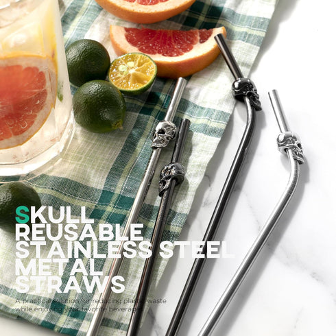 Homestia Stainless Steel Straw, 10.5'' Food Grade Reusable Metal Drinking Straws with 1 Cleaning Brush and Carry Pouch for Smoothie, Milkshake, Co...