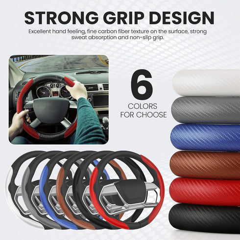 GSPSCN Universal Car Carbon Fiber Steering Wheel Cover Anti-Skid,Butterfly Steering Wheel Cover,Non-Slip Segmented Steering Wheel Protector,Fit fo...