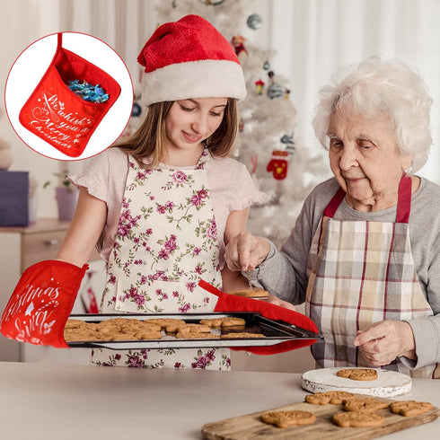 WILLBOND 12 Pieces Christmas Pot Holders with Pocket Funny Pot Holders for Kitchen Heat Resistant Oven Hot Pads Mitts Pot Holders for Baking Cooki...