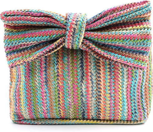 Straw Clutch Purse for Women Summer Beach Handbags Handmade Bow Straw Purses for Party Wedding Vacation...