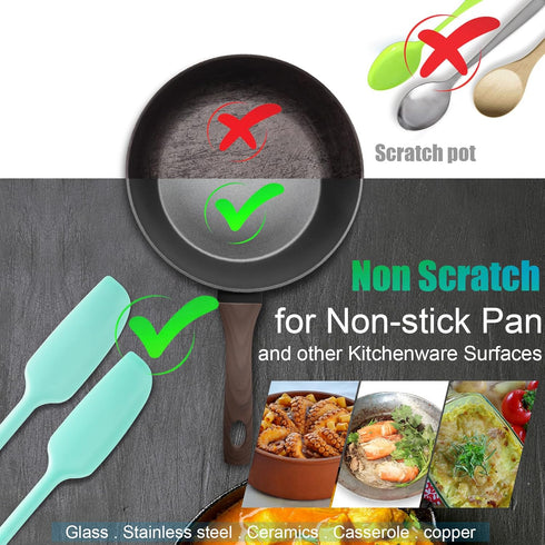 Patelai Long Handle Silicone Jar Spatula Non-Stick Rubber Scraper Heat Resistant Spatula Silicone Scraper for Jars, Smoothies, Blenders Cooking Ba...