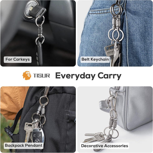 TISUR Titanium Quick Release Keychain, Retractable Key Chain Detachable Keychain Clip?Pull Apart Key Rings for Men Women...