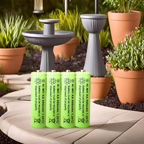 1.2V Ni-Mh AA 600mAh Rechargeable Batteries for Outdoor Solar Garden Lights (4 Pack)...