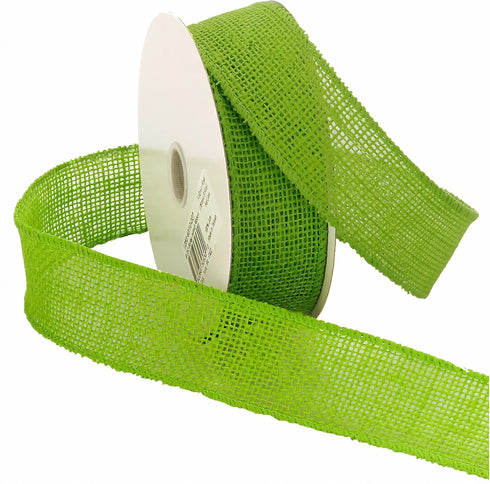 Morex Natural Burlap Wired Ribbon for Decorations, Holidays, Parties, Home and Outdoor Decor, 1.5" x 10 Yd, Hot Lime...