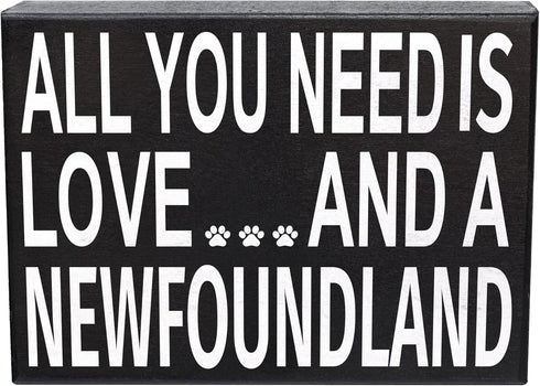 JennyGems Newfoundland Gifts, All You Need Is Love and a Newfoundland Wooden Sign, Newfoundland Dog Mom, Shelf Decor and Wall Hanging, Made in USA...