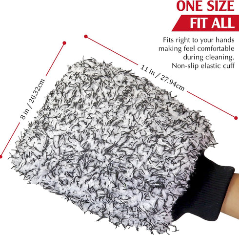 TAKAVU Microfiber Cleaning Mitt, 2 Pack Premium Cyclone Car Washing Gloves, Scratch-Free Lint-Free Wash Mitts, Holds Tons of Sudsy Water for Effec...