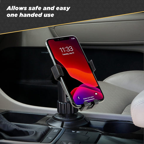 Scosche GHCUPM-SP1 GravityDrop Cup Phone Holder Mount with Phone Weight Triggered Adjustable Arms, Universal for Most Vehicle Cup Holders, Black...