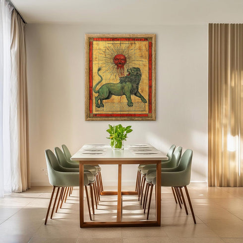 Posterizer 1 pcs-alchemical depiction with a green lion-vintage inspired 4-Vintage Art-Fantasy & Fiction Art- Gift for Men Women Entrepreneur Teen...