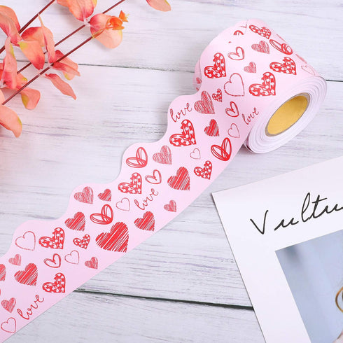 URATOT 65.6 Feet Valentine's Day Bulletin Board Border Scalloped Border Decoration Rolled Borders for Black Board, Classroom Decoration...