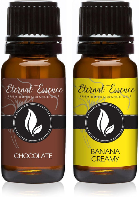 Eternal Essence Oils 2 Pack 10ml Premium Fragrance Oil - Chocolate & Banana Creamy - for Candle, Soap Making, Aromatherapy, Diffusers, Home Care, ...