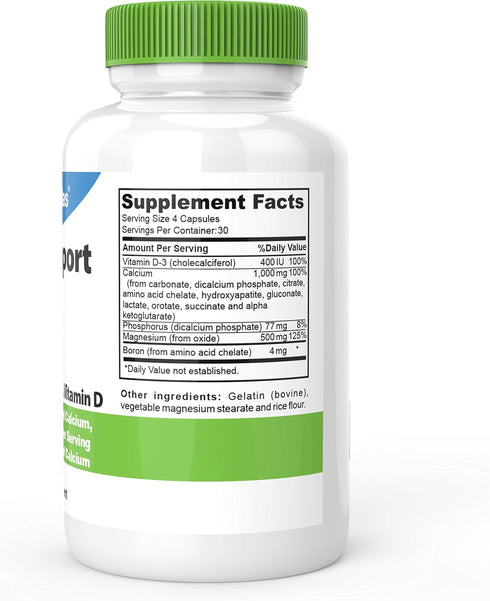DrFormulas Bone Support 100% DV 1000mg Calcium Supplement Carbonate, Citrate, Gluconate, (not d-glucarate) Chloride with Vitamin D, Magnesium and ...