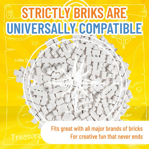 Strictly Briks Classic Bricks Starter Kit, White, 192 Pieces, 1x2 Inches, Building Creative Play Set for Ages 3 and Up, 100% Compatible with All M...