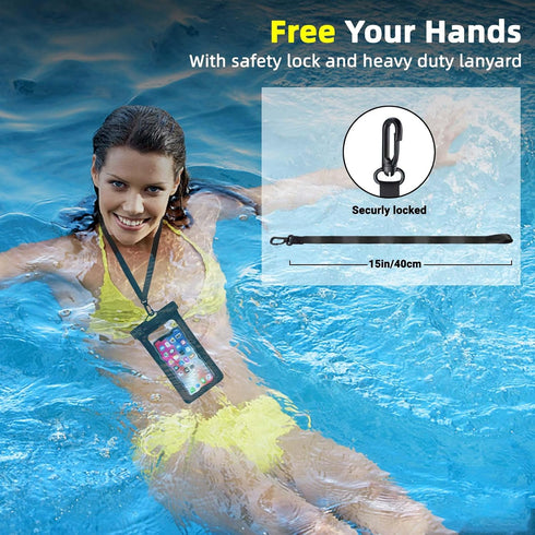 Waterproof Phone Pouch, IPX8 Waterproof Cell Phone Case for iPhone 15 14 13 Pro Max Plus Galaxy S22 S23 up to 7" Essential Dry Bag for Beach Cruis...